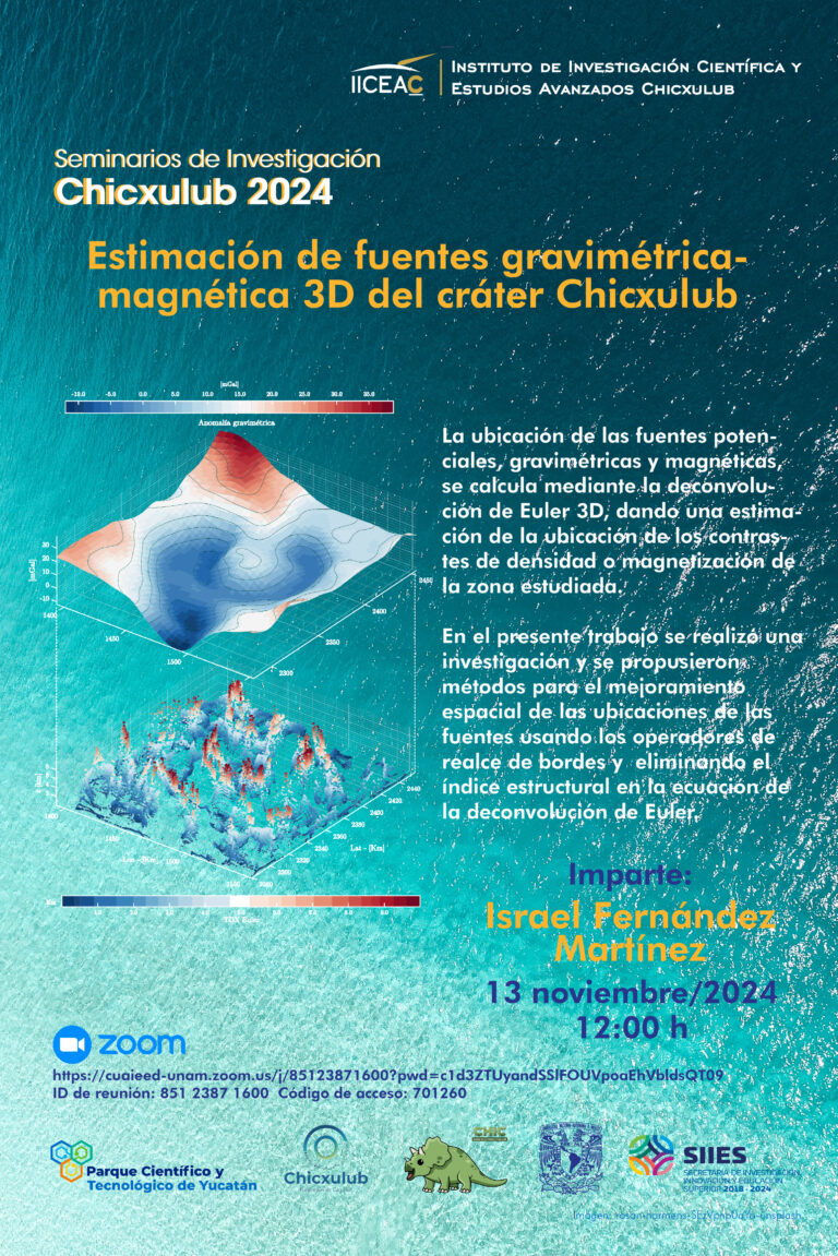 Estimación de fuentes gravimétrica-magnética 3D del cráter Chicxulub